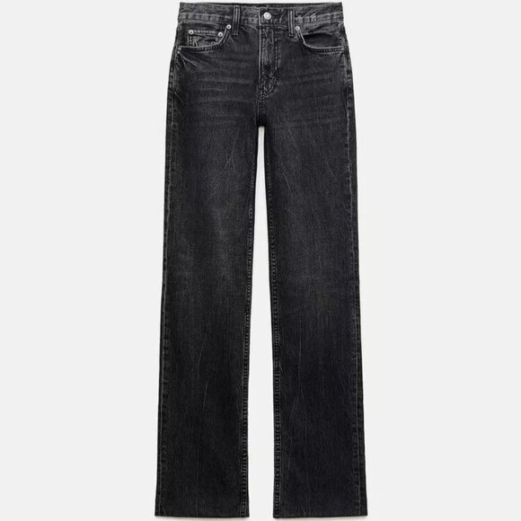 NWT ZARA HIGH RISE BOOTCUT ZW COLLECTION JEANS SIZE 28 (US 6) | GRAY/BLACK - Picture 4 of 8
